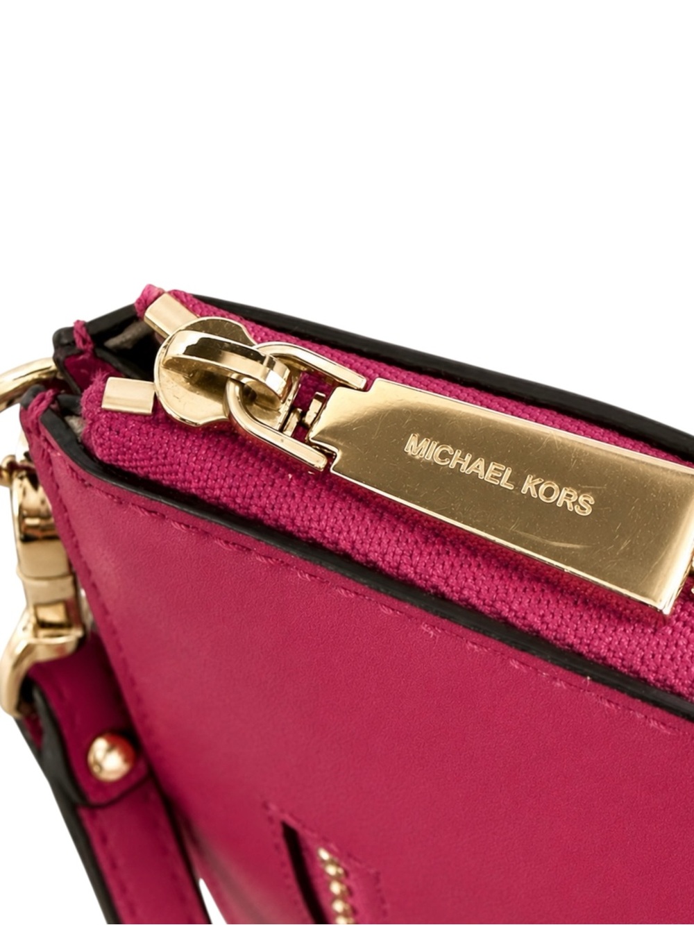 Michael Kors LOVE Studded Pink Leather Zip Wristlet Wallet Clutch Card Case - Picture 12 of 13